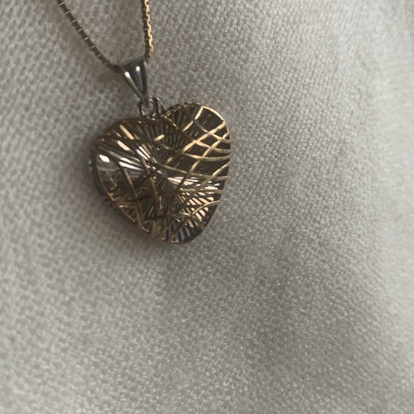 Heart Pendant Silver 925 back with 14K Yellow Gold front - Picture 1 of 4